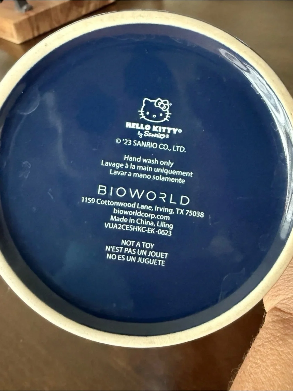 Hello Kitty Sanrio Bioworld Blue Hearts Mug Heart Shaped Handle 2023